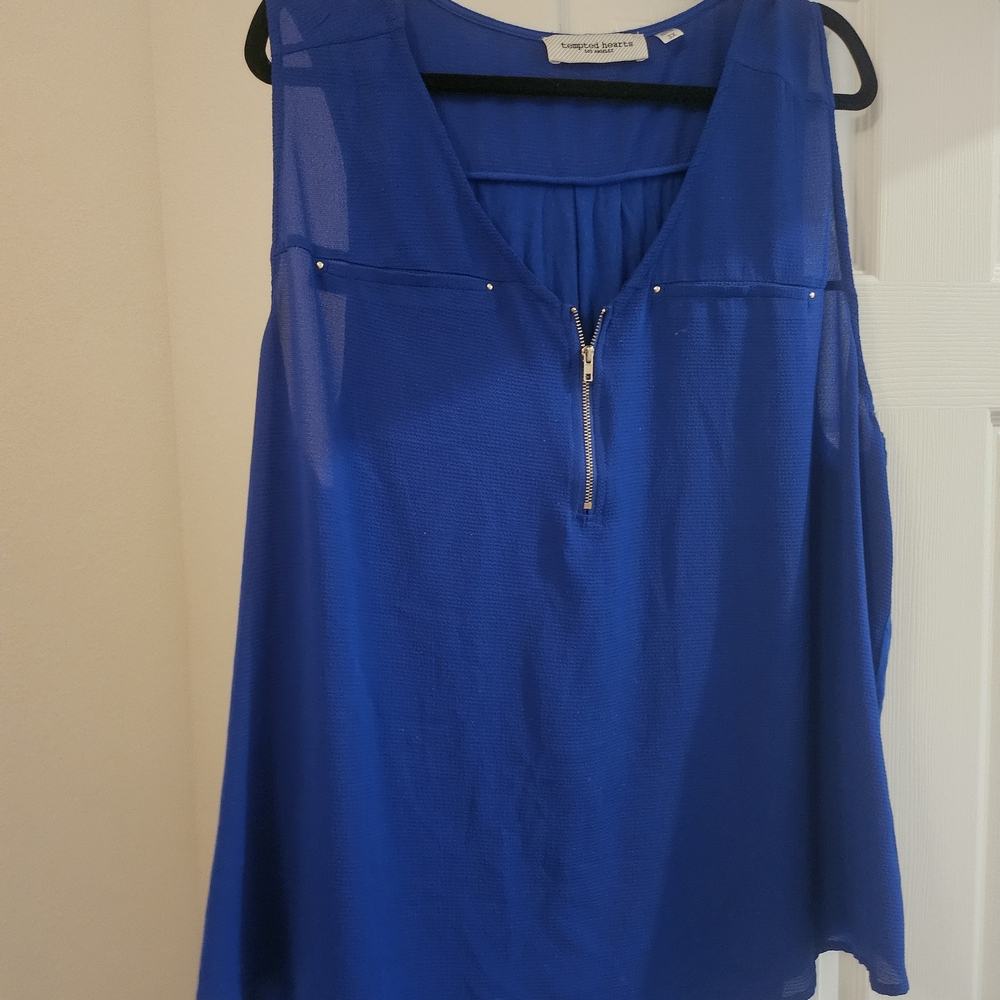 Tempted Hearts Royal Blue Sleeveless Blouse